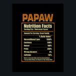 Póster Papaw Nutrition Facts Unconditional Love<br><div class="desc">Papaw Nutrition Facts Unconditional Love</div>