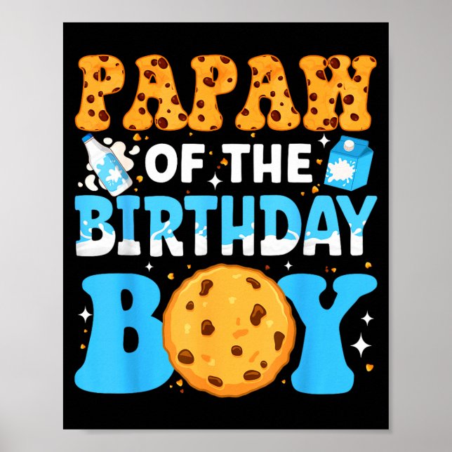Póster Papaw Of The Birthday Boy Milk And Cookies 1st Bir (Frente)