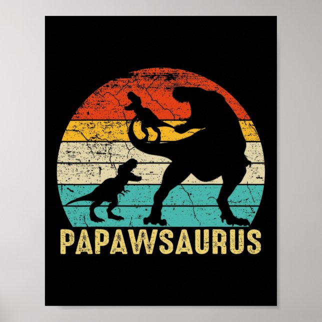 Póster Papawsaurus Rex Papaw Dinosaur 2 Día del Padre par (Frente)
