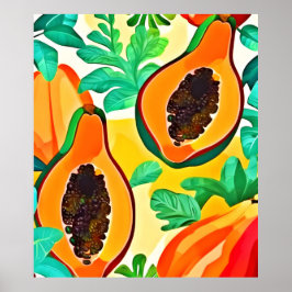 Póster Papaya tropical pop Art
