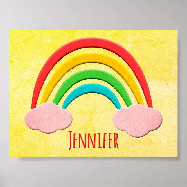 Póster Papel Antiguo Corta El Arcoiris Y Las Nubes Rosa (Frente)