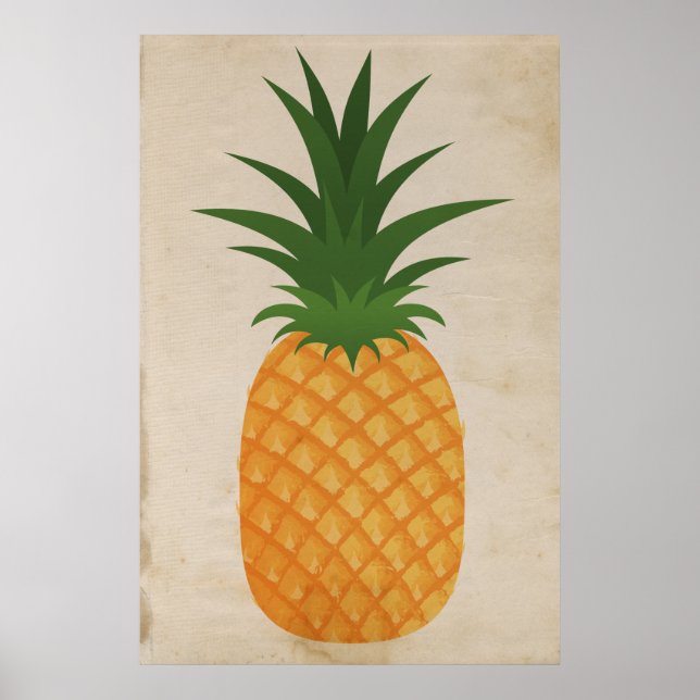 Póster Papel antiguo gráfico de piña súper rústico (Frente)