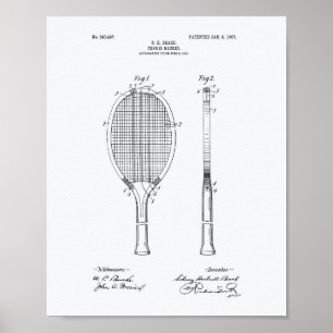 Póster Papel blanco de la raqueta de tenis de 1907