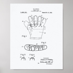 Póster Papel blanco: Glove 1922 Patent Art