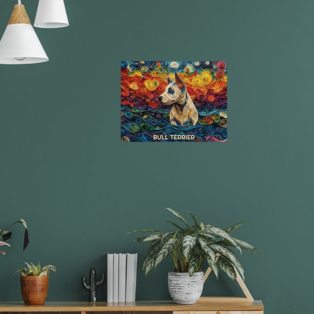 Póster Papel bull terrier que acalló retrato de perro de  (Salón 1)