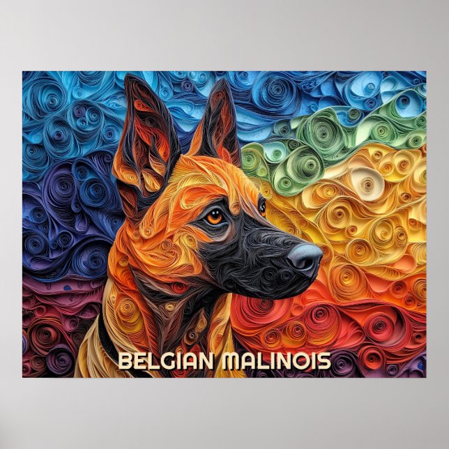 Póster Papel collie en la frontera que quema retrato de p (Frente)