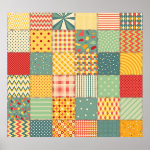 Póster Papel colorido: ornamentos abstractos sin costuras