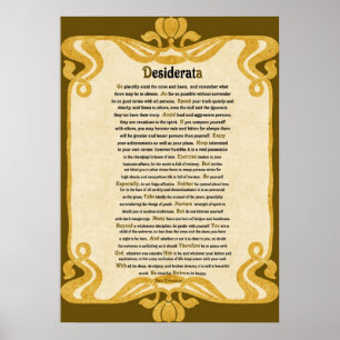Póster Papel cosechado: Poema de Desiderata de Max Ehrman
