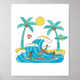 Póster Papel de cartel de surf y olas (semi brillo)