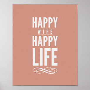 Póster Papel de citas de feliz esposa en Salmon