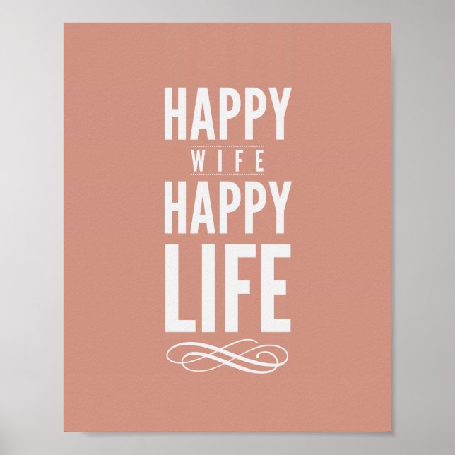 Póster Papel de citas de feliz esposa en Salmon (Frente)
