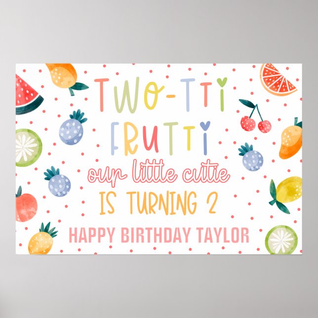 Póster Papel de cumpleaños número dos de Two-tti Frutti (Frente)