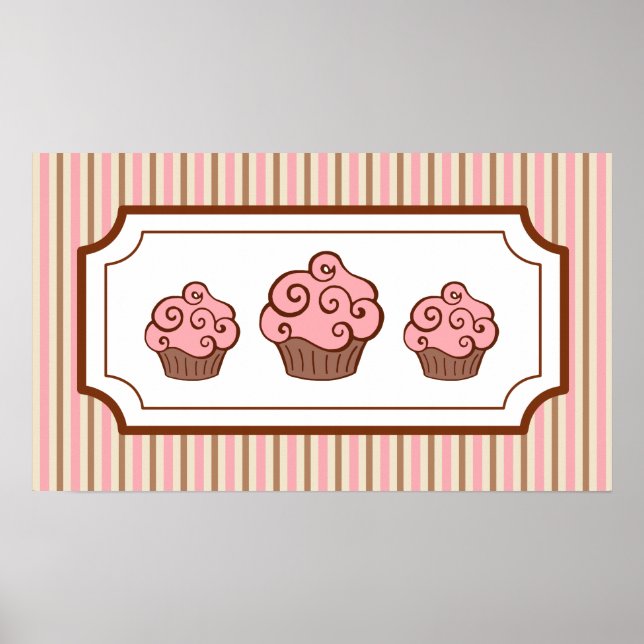 Póster Papel de Cupcakes Rosa (Frente)