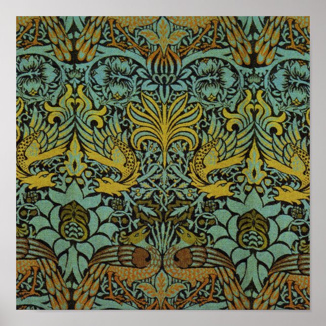 Póster Papel de escritorio de William Morris Peacock Drag (Frente)