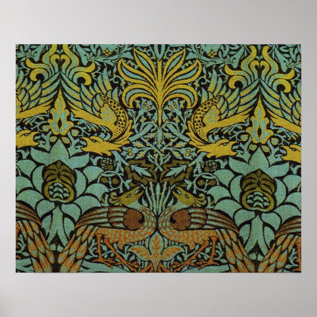 Póster Papel de escritorio de William Morris Peacock Drag (Frente)