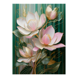 Póster Papel de escritorio floreciente arte de la magnoli
