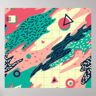 Póster Papel de escritorio geométrico Retro Trendy Memphi
