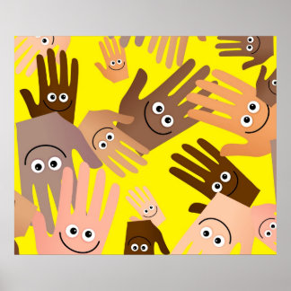 Póster Papel de escritorio manos felices