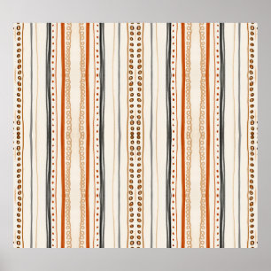 Póster Papel de escritorio moderno de Ikat, Naranja aztec