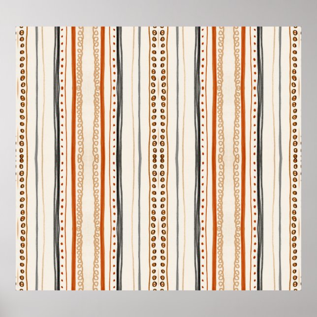 Póster Papel de escritorio moderno de Ikat, Naranja aztec (Frente)