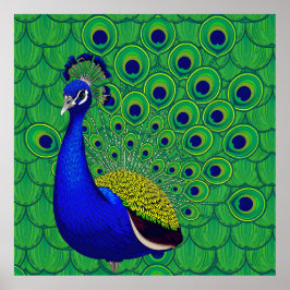 Póster Papel de fondo azul-amarillo verde