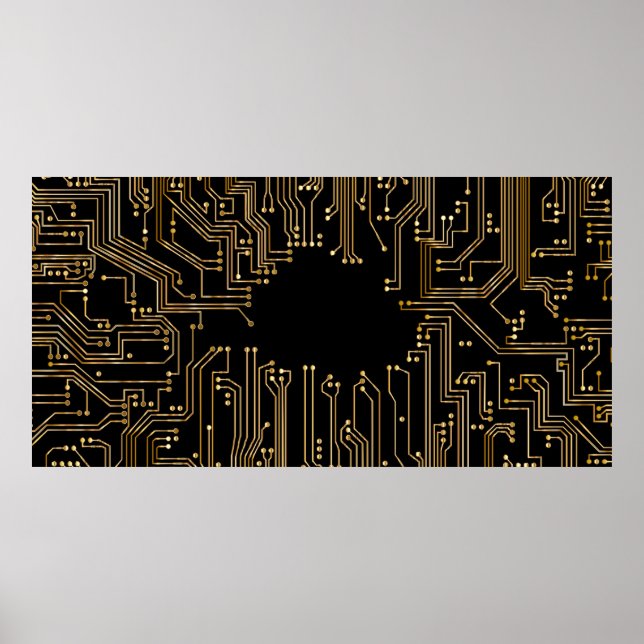 Póster Papel de fondo del panel de circuitos (Frente)