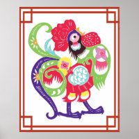 Papel de gallo zodiaco chino