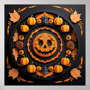 Póster Papel de Halloween Mandala