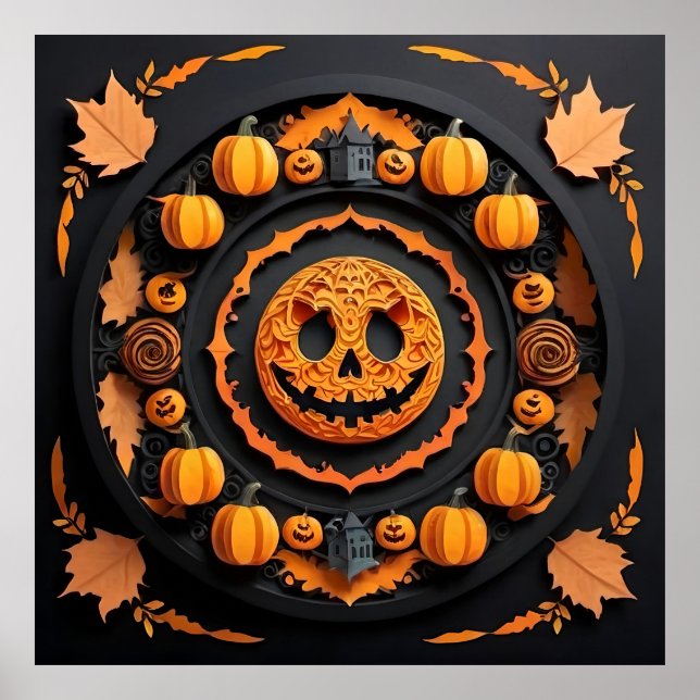 Póster Papel de Halloween Mandala (Frente)