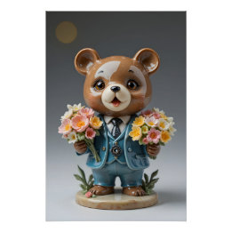 Póster Papel de oso de Bouquet