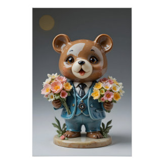 Póster Papel de oso de Bouquet
