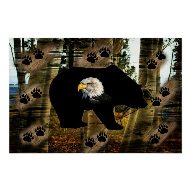 Póster Papel de oso negro de águila de águila de águila p (Anverso)