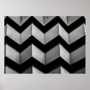 PÓSTER PAPEL DE PALABRAS DE CHEVRON NEGRO Y BLANCO