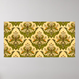 Póster Papel de paredes de flores clásicas de plantas est