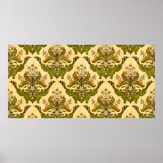 Póster Papel de paredes de flores clásicas de plantas est (Frente)