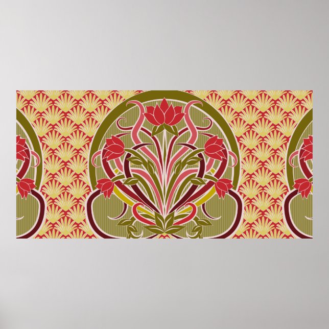Póster Papel de paredes florales en estilo art nouveau, v (Frente)