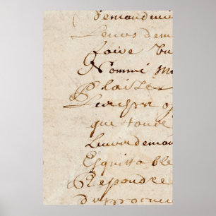 Póster papel de pergamino retro de la escritura francesa