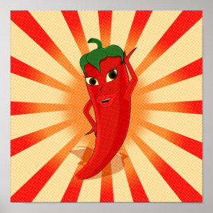 Póster Papel de periódico semitono Diva Pimiento Rojo