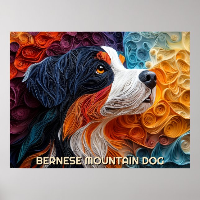 Póster Papel de perro de montaña Quilling Art Retrato (Frente)