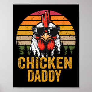 Póster Papel de pollo Papi Vintage Rooster para padre agr