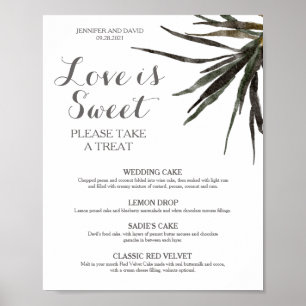 Póster Papel de Poster del menú de postres Boda tropical