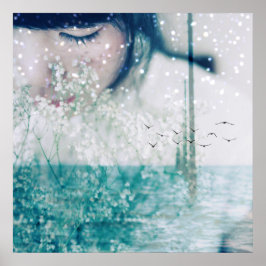 Póster Papel de Poster verde de Chica esmeralda de 24" x 