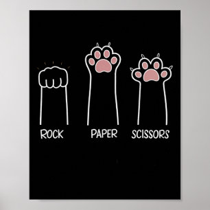 Póster Papel de rock tira de juego de pata gato Mascota E