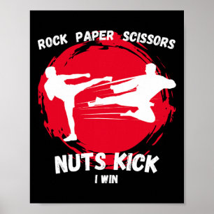 Póster Papel de rock tira de nueces gana gracioso Taekwon