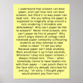 Póster Papel de rock tira debate Rótulo Poster gracioso