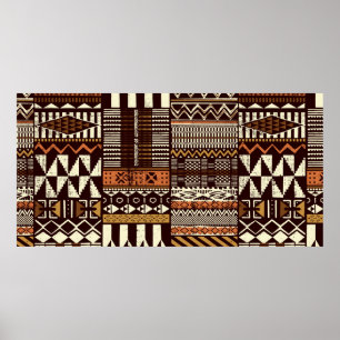 Póster Papel de tejido al estilo tribal africano, abstrac