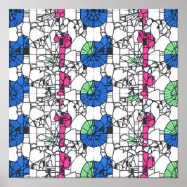Póster Papel de tela abstracto geométrico vibrante sin co