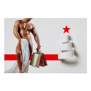 Póster Papel espiral blanco de compras navideñas de Slipp