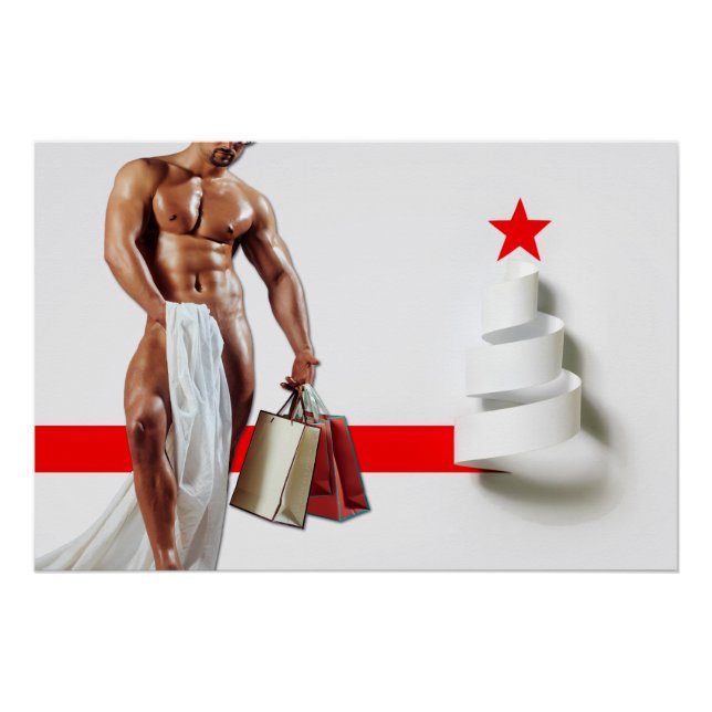 Póster Papel espiral blanco de compras navideñas de Slipp (Anverso)