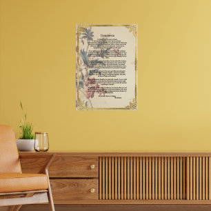 Póster Papel Floral Antiguo Desiderata de Max Ehrman